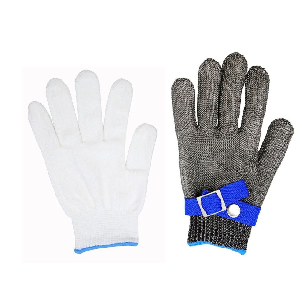 1PC Stainless Steel Grade 5 Steel Wire Plus PE Steel Ring Iron Gloves Safety Cut Proof Stab Resistant Stainless Steel Metal Mesh