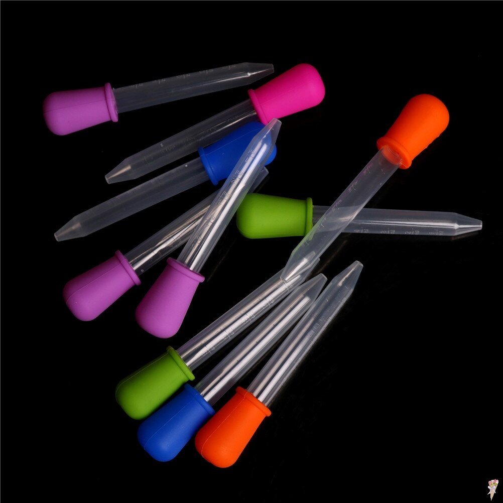 5ML Clear Silicone Plastic Baby Medicine Dropper Spoon Pipette Liquid Food Dropper Burette 12cm*2cm random color