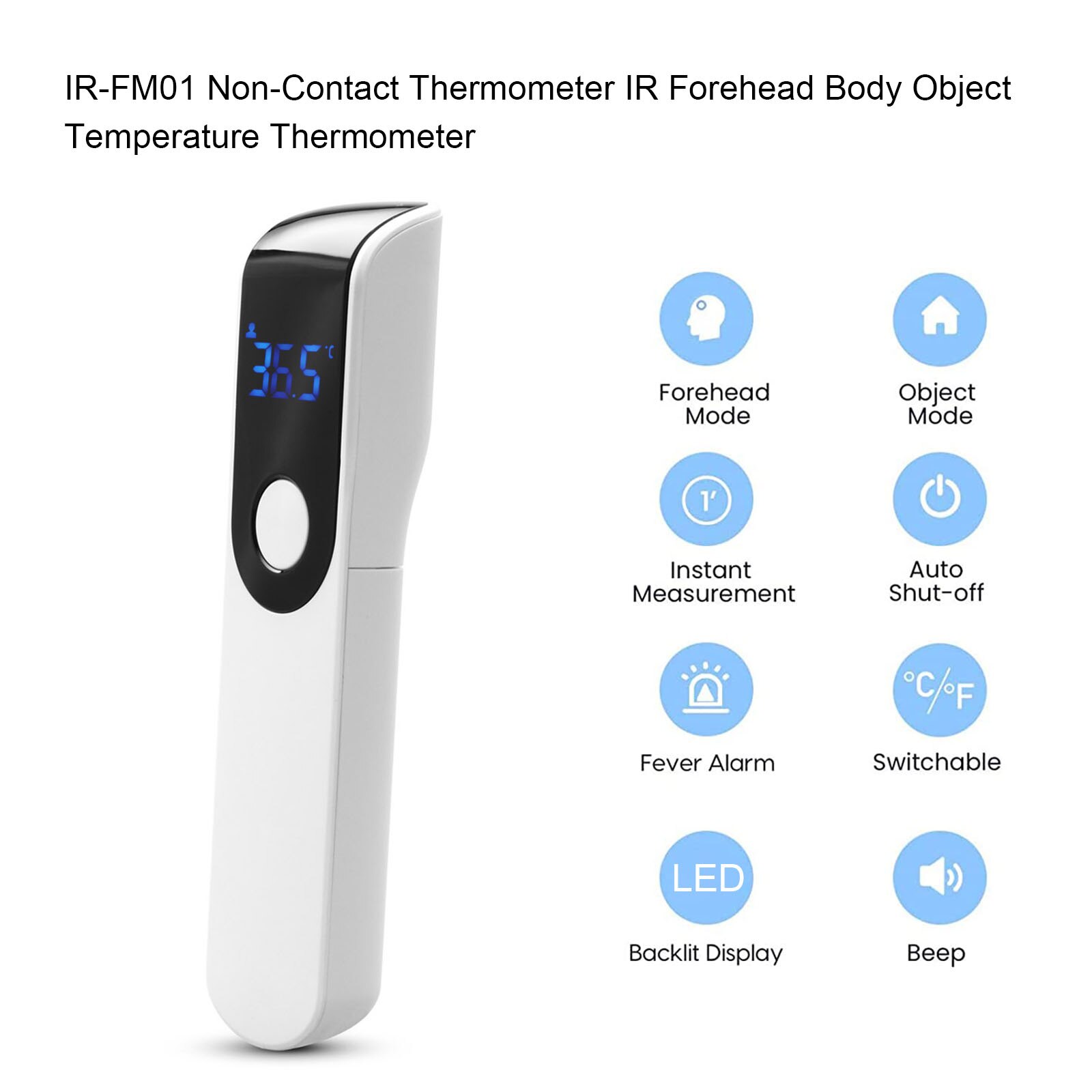 Non-Contact Thermometer IR Infrared Sensor Handheld Forehead Thermometer LED Digital Display Fever Alarm Portable for Baby Kids