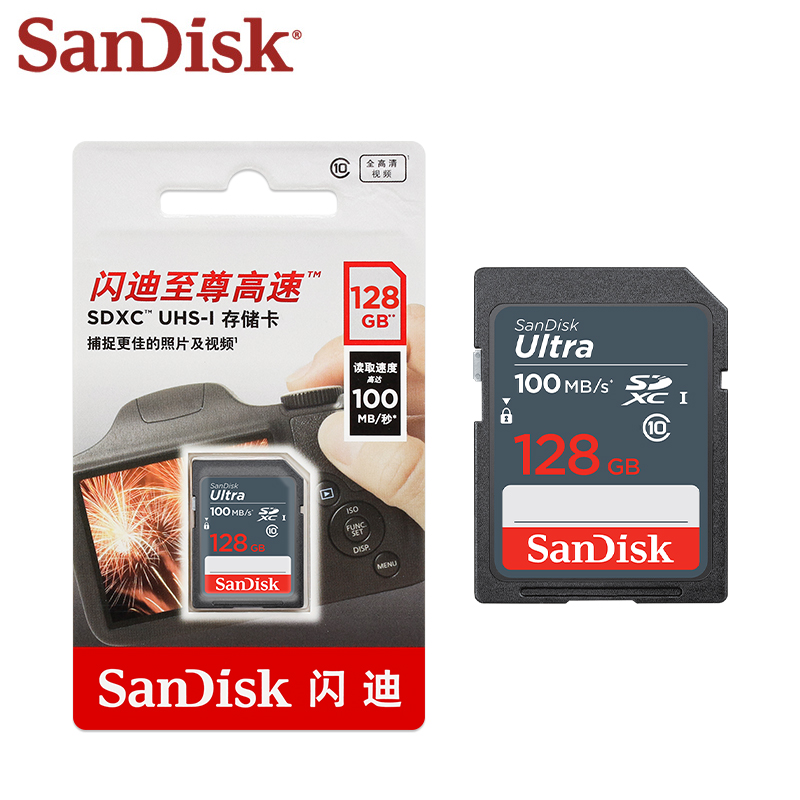SanDisk SDHC 16GB 32GB SDXC 64GB 128GB 256GB Memory Card C10 1080P UHS-I SD Card for Camera