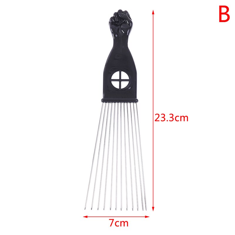 1PC Black Fist Afro Metal Comb African Hair Pik Comb Brush Salon Hairdressing Hairstyle Styling Tool Hair Accessories: B
