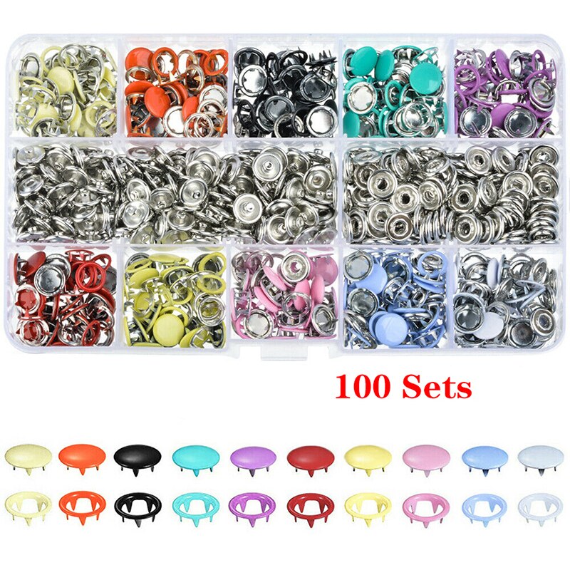 100 stuks mini knoop gesp diy poppenkleding metalen gesp drukknoop kleding naaiknoop babyknoop / drukknopen klauwgereedschap: 100pc massieve holle