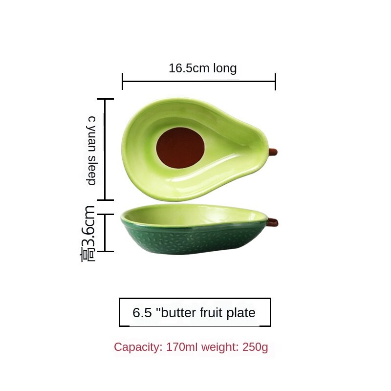 Ceramic Avocado Bowl Butter Fruit Plate Fruit Salad Soup Bowl Butter Fruit Dishes Home Dinnerware Set: 6.5inch plate