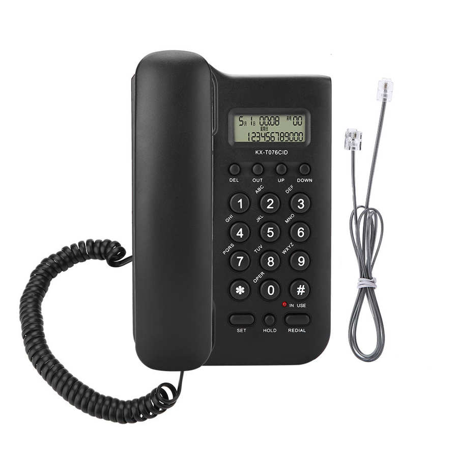 2 in 1 Wired Telephone Desktop and Wall Phone Office Landline Telephone for Smart Home Hotel FSK/DTMF dual system: black