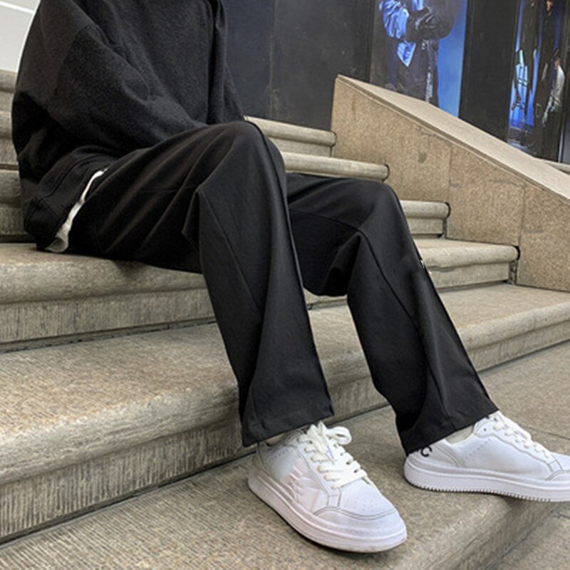 Pantalones coreanos negros para hombre, ropa informal japonesa, de chándal Harajuku, Hip-Hop, de talla grande,