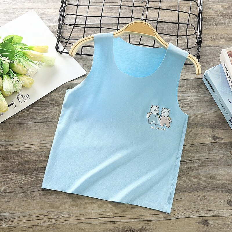 Baby Jungen Mädchen T-shirt Kinder Sommer Weste Top Ärmel Modal Baby T Kleinkind Leibchen Atmungs Tank Shirt Kid Kleidung: Blue Vest / XL
