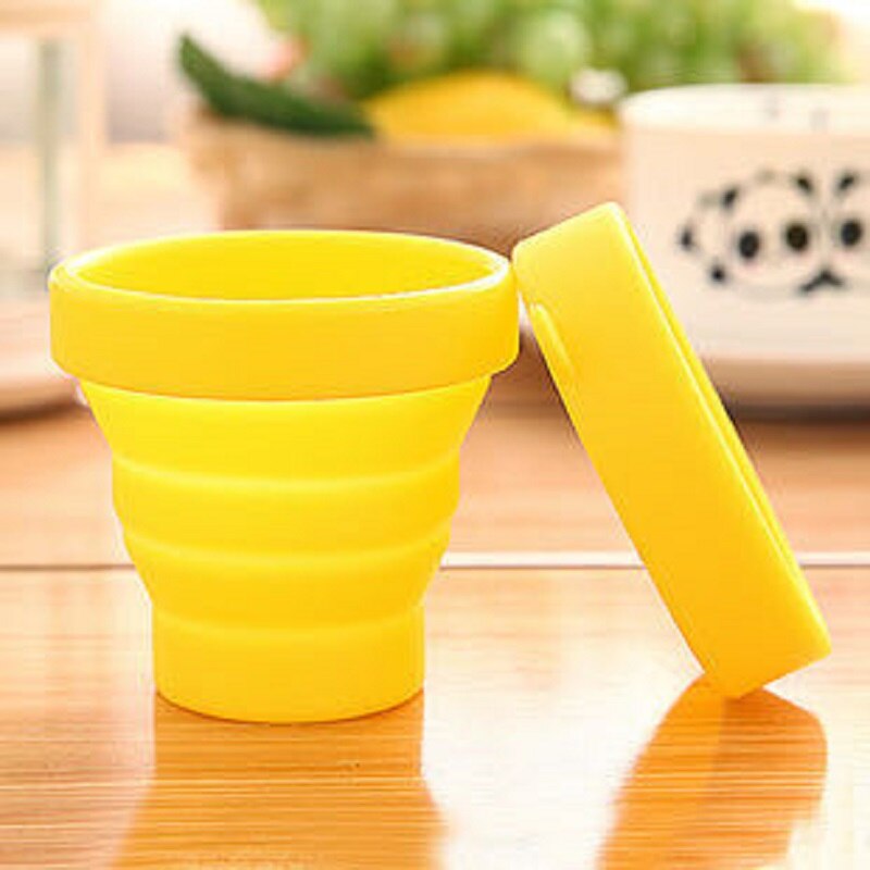 Siliconen Vouwen Cup Candy Kleur Water Drinken Kopje Koffie Outdoor Reizen Camping Draagbare Telescopische Mok Drinkware: Yellow