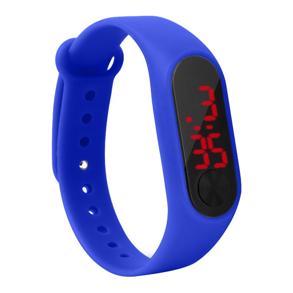 Siliconen horloge digitaal touchscreen led polshorloge siliconen band voor kinderen: Blauw
