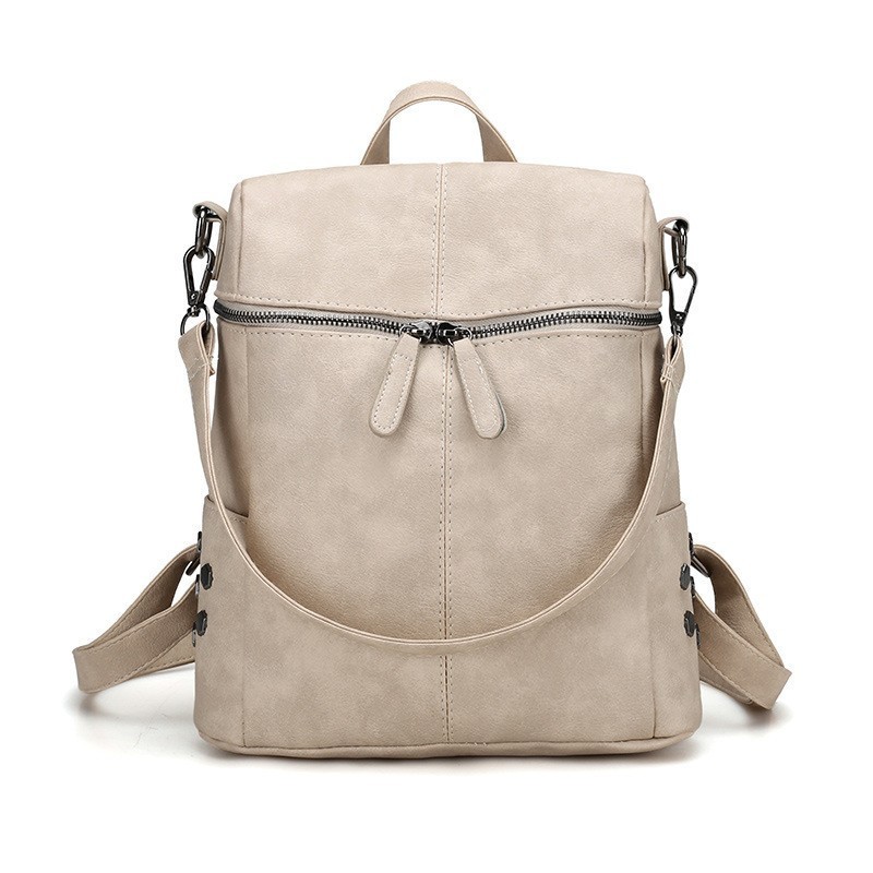 Herold frauen PU Leder Rucksack Schule Taschen Für Teenager Mädchen Große Kapazität Rucksack Laptop Tasche: Beige