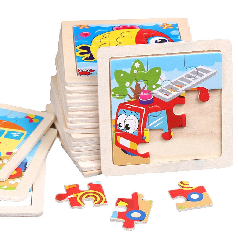 Wooden Jigsaw Puzzle Toys For Children Baby Early Education Puzzle Cartoon Animal Traffic Cognition Wood Puzzle Toy