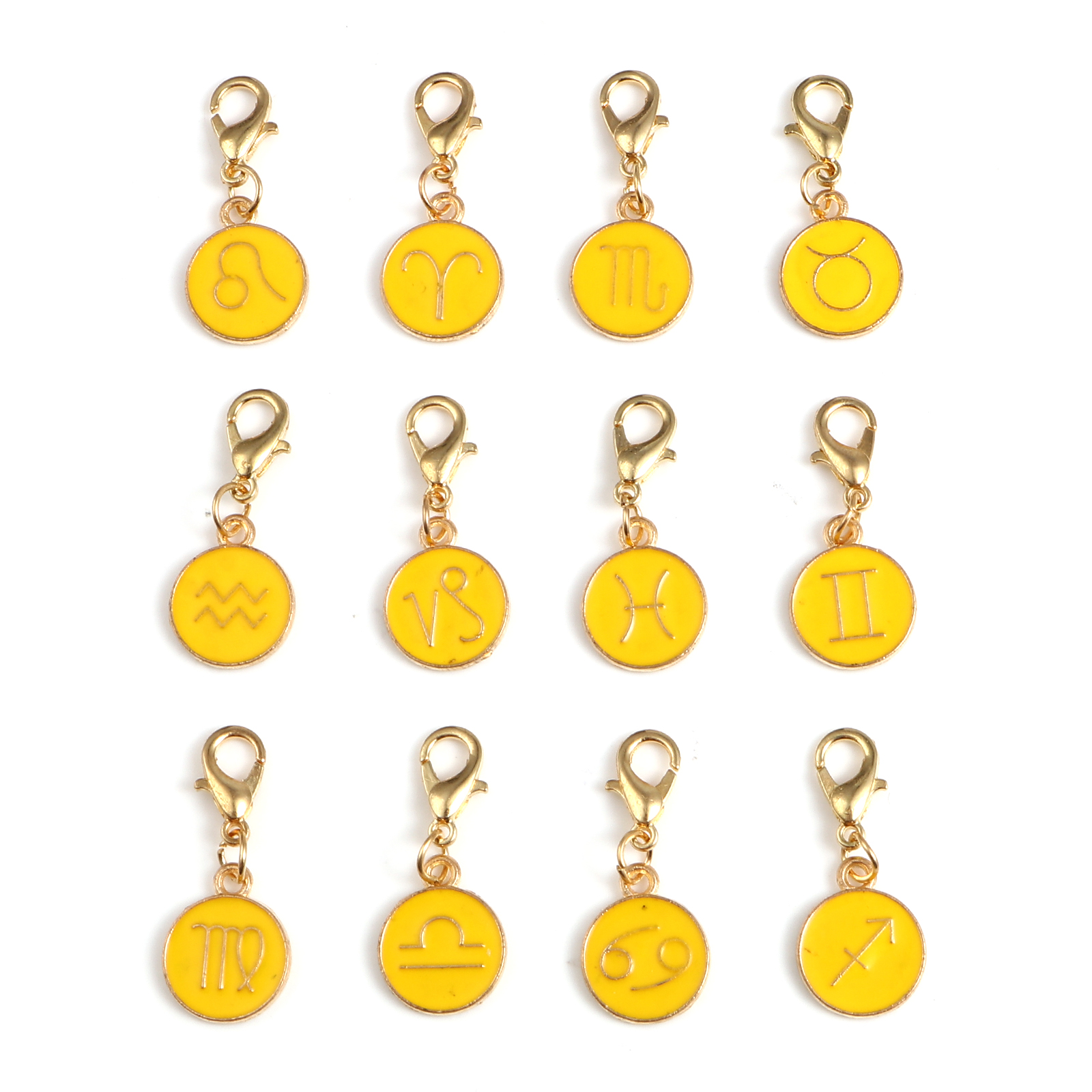 12 Stuks Ronde Constellation Breien Stitch Markers Enamel Goud Kleur Hangers Haak Klink Breien Tools Voor Diy Craft Kits: yellow Stitch Marker