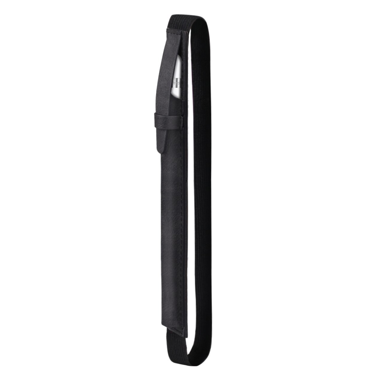Étui en cuir pour apple pencil 1 2 étui avec stylet, pochette de protection pour ipad, sac anti-perte: Noir