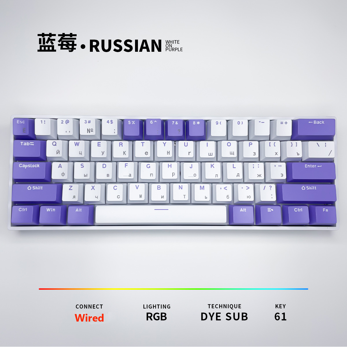 Russian Mechanical Keyboard with Cherry Matcha Shimmer Blueberry Theme Red Black Blue Brown Switch RGB Light Mechanical Keyboard: Olive / Red Switch