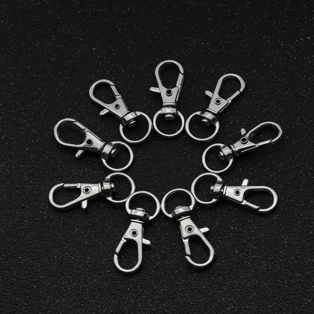 10Pcs Goud Zilver 32mm Karabijn Clips Key Hook Sleutelhanger Split Key Ring Bevindingen Sluitingen Voor DIY Sleutelhangers handtassen Meubi