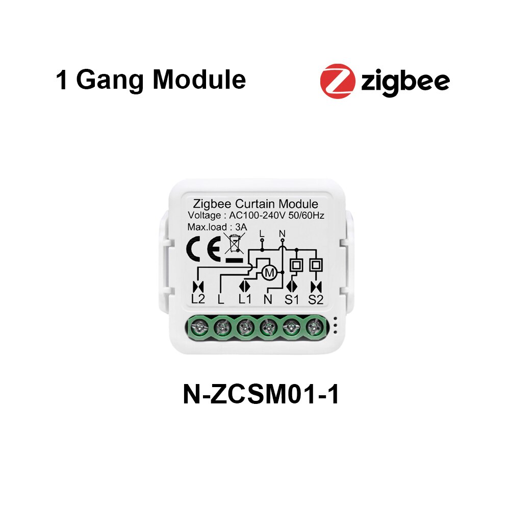 AVATTO – Module de rideau Tuya Zigbee pour volet roulant, application Smart Life, interrupteur de rideau à distance, fonctionne avec Google Home Alexa: 1gang N-ZCSM01