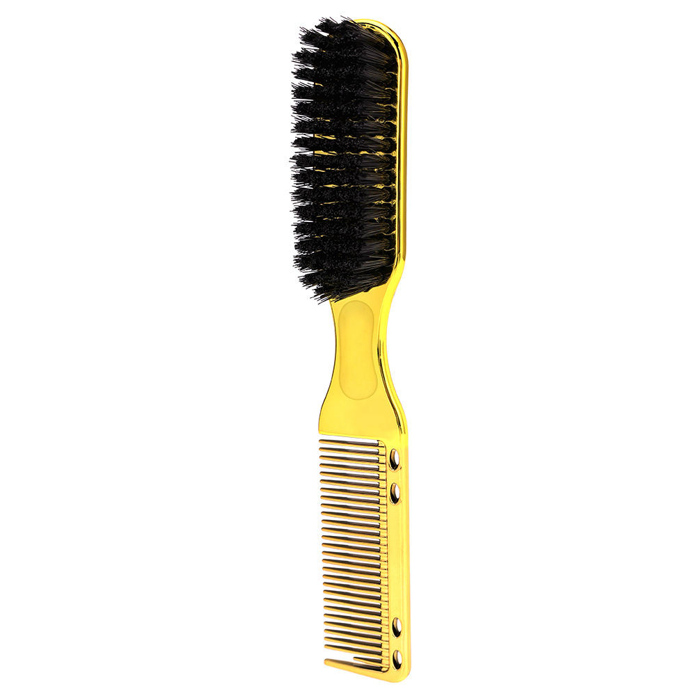 Multi functional men's beard beauty styling brush, nylon hairstyle brush, cleaning brush, suitable for hair and beard: Gold