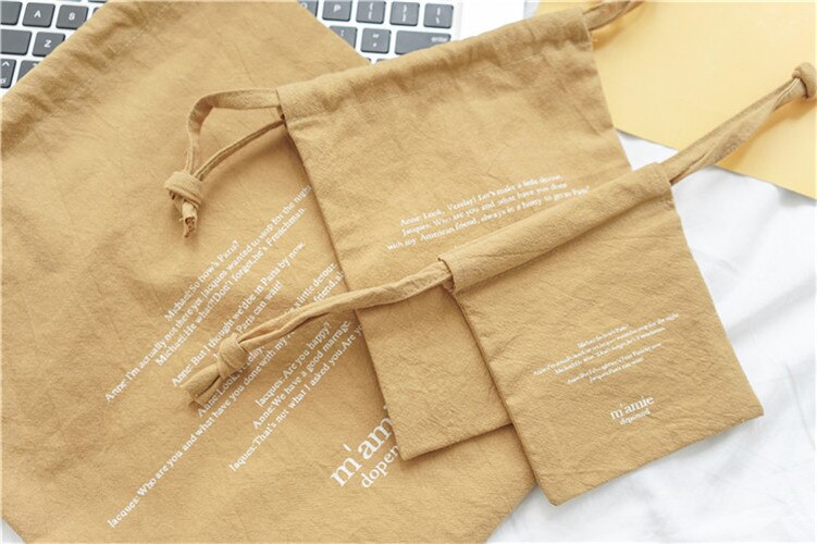 YILE 1 Conjunto (3 pcs) Cordão de algodão Saco Organizador da Viagem Saco de Pulso Casual Impressão Inglês Carta 4 Cores para Escolher a partir de E77: yellow
