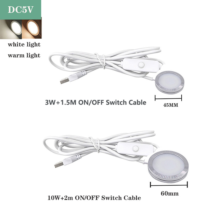 Ultrathin 8mm USB DC5V 3W 10W Dimmable Spotlight Surface Mounted Mini LED Circular Simple Ceiling Light Exhibition Cabinet Lamp