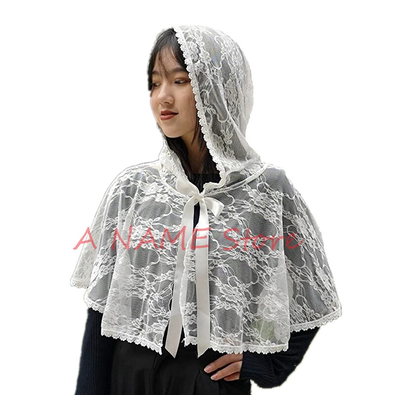 Voile d'église catholique pour femmes, Cape, Cape, Cape, Cape, brodée en dentelle, mouchoir, Barinia, cravate, ruban: Style A