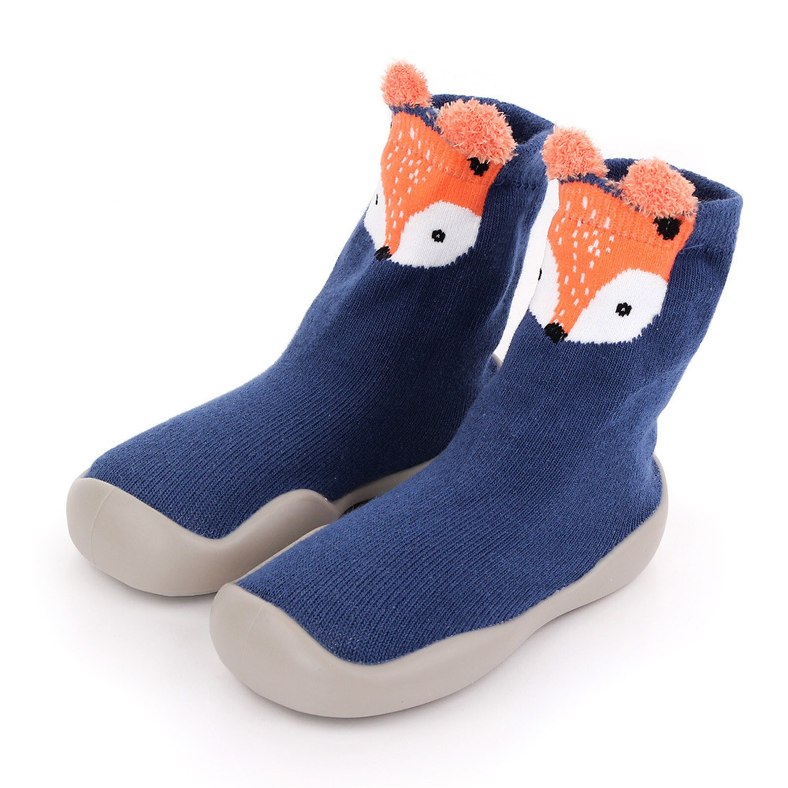 Bebê menino menina meias dos desenhos animados piso quente meias sola de borracha sapatos anti-deslizamento primeiro walker navidad natal bebê meias calcetines: Azul / 4-5 Years