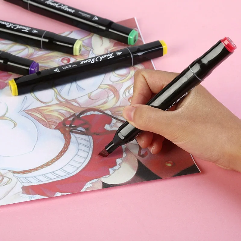 Marcadores de dibujo con Alcohol, 48/60/80 colores, marcadores de bocetos de arte permanentes de doble punta para ilustración, suministros escolares