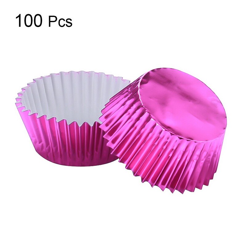 Mini rainbow 100pc cupcake liner bagekop cupcake papir muffin etuier kage æske æggetærter bakke køkken tilbehør værktøj: 100 stk lilla rød