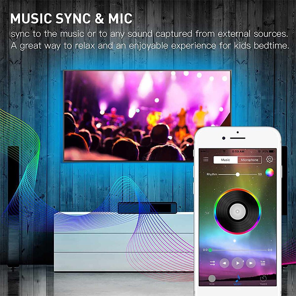 0.5/1/2/3/4/5M Bluetooth RGB LED Strip Light SMD5050 Diode Tape Flexible Neon Ledstrip Ribbon LED Strip USB 5V TV Backlight