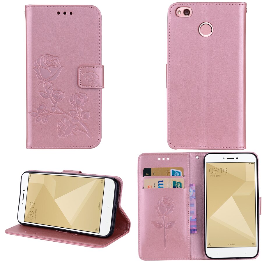 Xiaomi Redmi 3 S Case Leather Case Back Cover Voor Xiaomi Redmi 3 S PRO Rose Bloem Telefoon Gevallen redmi 3 PRO 3 S Cover: RoseGold