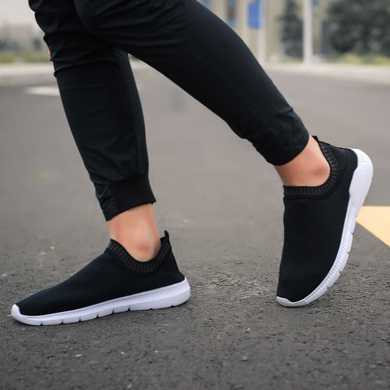 Men Casual Shoes Breathable Sneakers Spring Autumn Mesh Socks Shoes Outdoor Male Lightweight Knit Flat Footwear Big Size