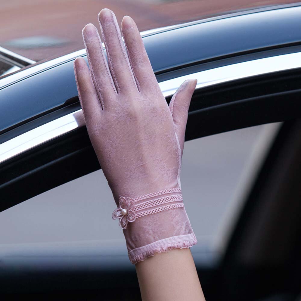 Zon Bescherming Handschoenen Vrouwelijke Zomer Uv Bescherming Dunne Gedeelte Rijden Kant Ijs Zijde Full-Vinger Handschoenen: DPA