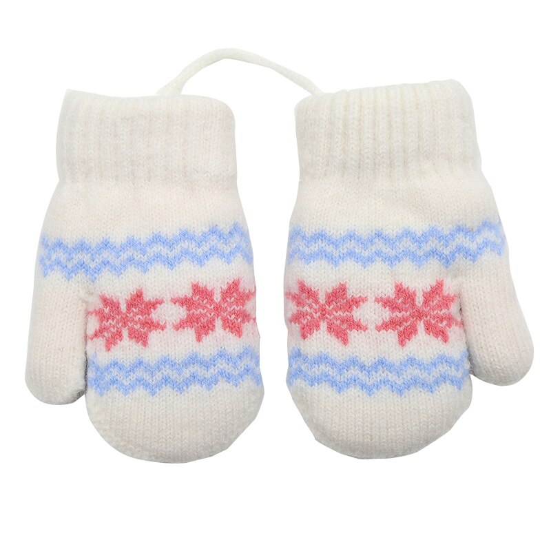 Balleenshiny Winter Kids Gloves Children&#39;s Small Snowflake Alpaca Wool Thick Warm Knitted Mittens Newborn Baby Gloves