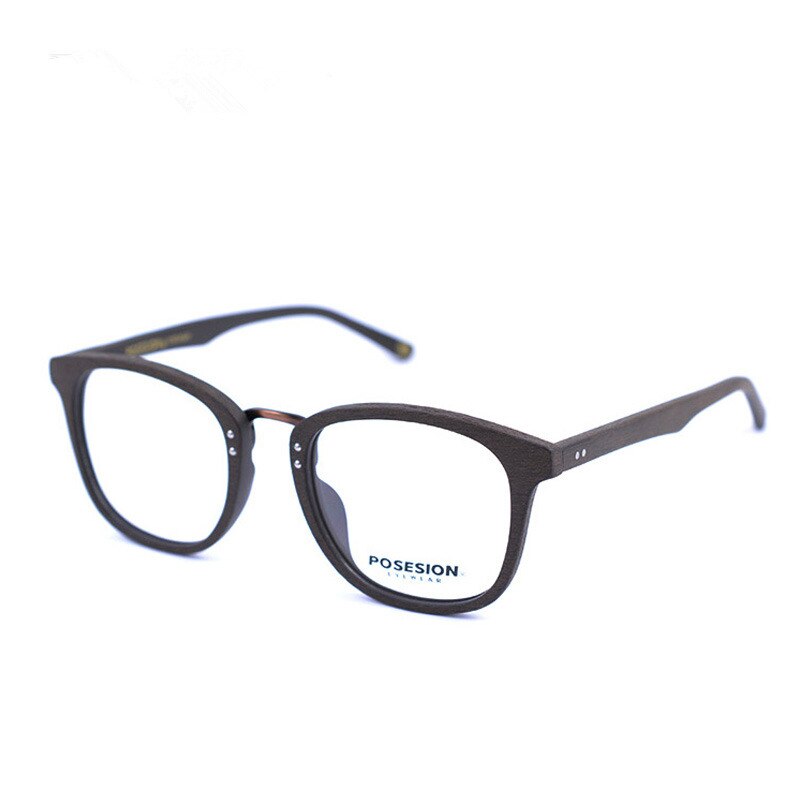 Posesion Vintage Wooden Eyeglasses Frames Wood Retro Men Women Optical Prescription Recipe Glasses Frame with Clear Lens Eyewear
