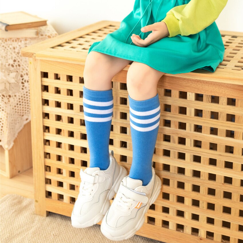 Calzini per bambini per ragazze ginocchia lunghe stampa calzini lunghi al ginocchio calzini a righe in cotone per bambini calzini sportivi per bambino da 0 a 6 anni