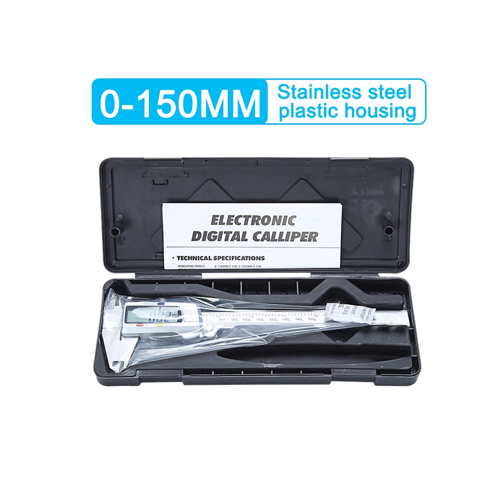 0-200mm Electronic Digital Vernier Caliper Micrometer Stainless/Plastic Vernier Caliper Ruler Measuring Tool Gauge Instrument: 0-150 MM Type C