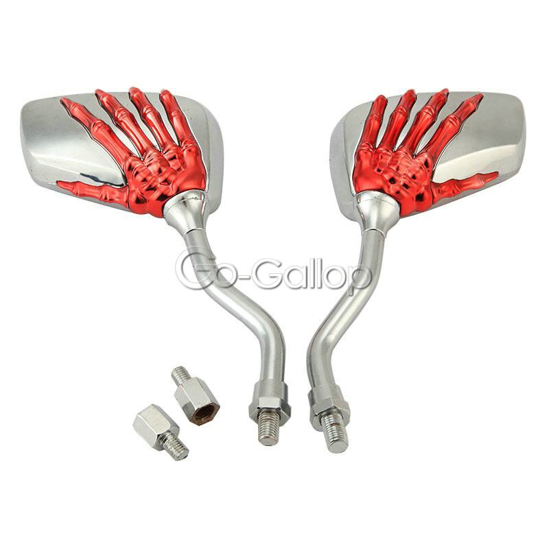 Schedelachteruitkijkspiegels voor honda vt shadow ace classic 500 700 750 1100 vtx 1300/  kawasaki vulcan  vn 800 900 1500 1600 cruisers: Rood