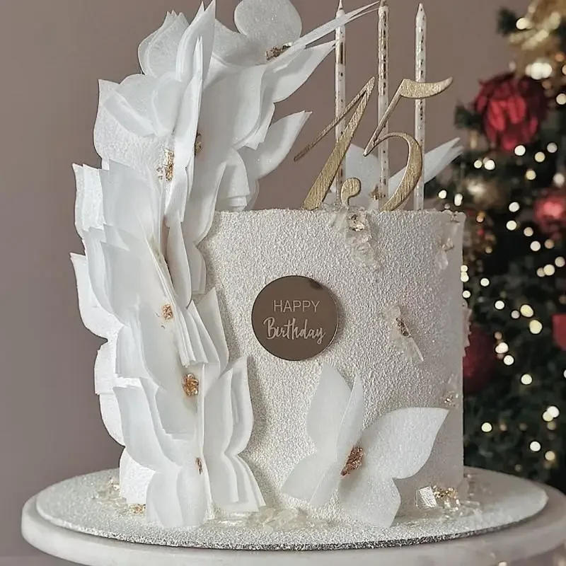 10 stück kuchenaufsätze „glücklich birthday“, goldfarbene, runde acryl-cupcake-aufsätze für kindergeburtstage, babypartys, tortendekorationszubehör: Hellgrün
