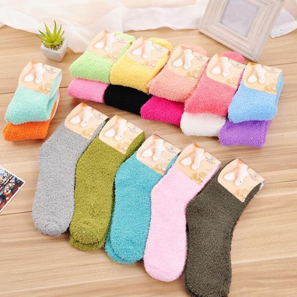 Chaussettes duveteuses pour femmes et filles, douces et chaudes, couleur Pure, pour la maison, #30