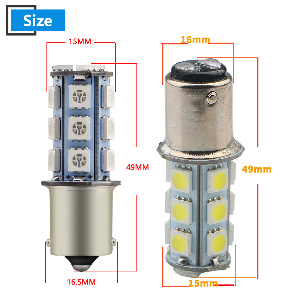 2X DC12V P21W 1156 BA15S 1157 5050 18 SMD LED Bulb Car Light Turn Signal Backup Reverse Tail Lamp White Blue Red Green Amber