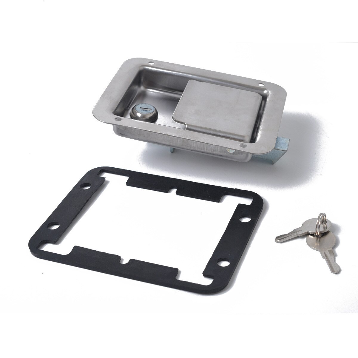 Stainless Steel Paddle Latch 140MMx108MM with 2 Keys for Tool Box Lock Trailer Caravan Truck Stainless Steel Tear Latch