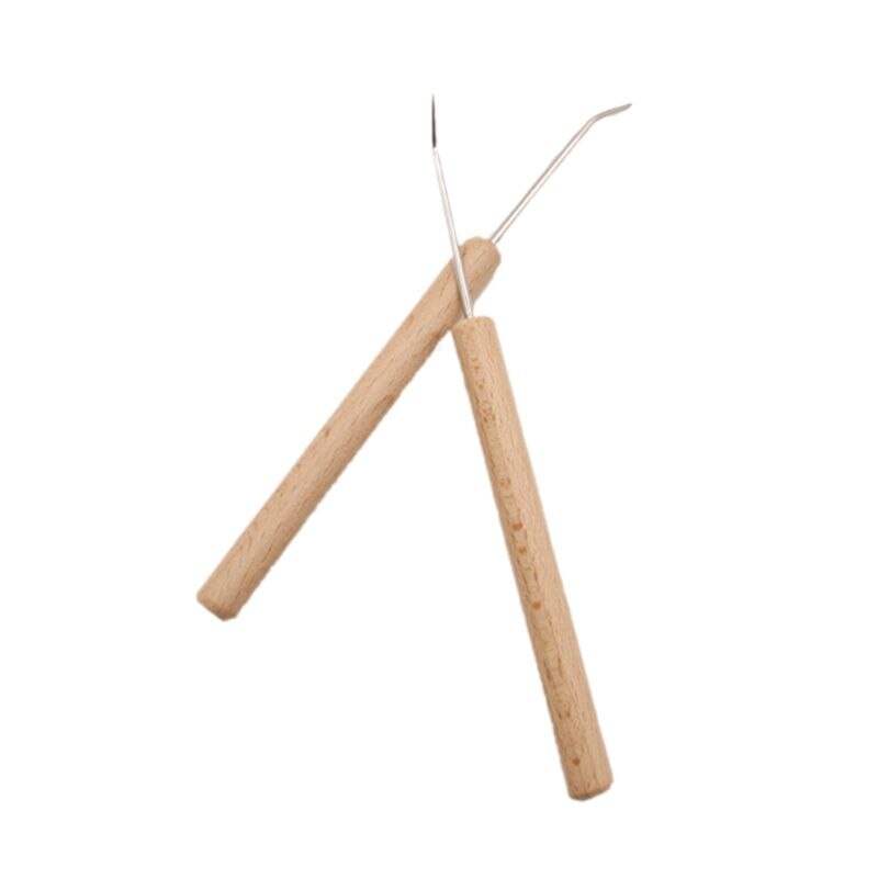 2Pcs/Set Wooden Knitting Loom Hook Weaving Crafts Making Hat Blankets Scarf Tool K4UA