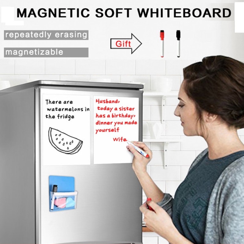 Yibai  a4+a5 sæt magnetisk whiteboard blødt køkken hjemmeskole magnet tør slette tavle whiteboard fleksibel pude magnet køleskab