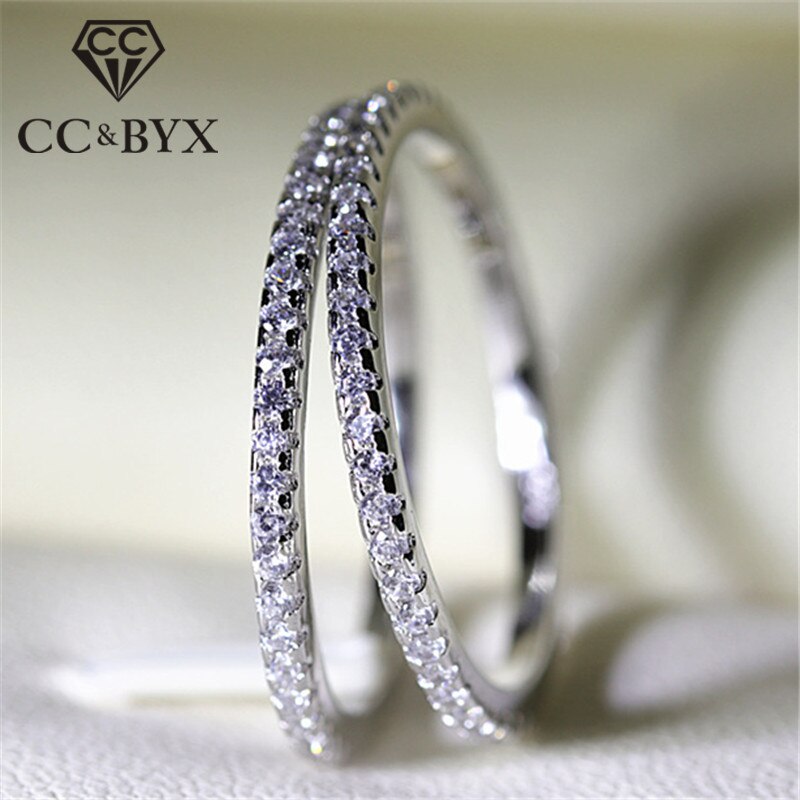 CC Rings For Women S925 Bridal Wedding Jewelry Engagement Party Ring White Gold-Color Silver Plated Anel CC709