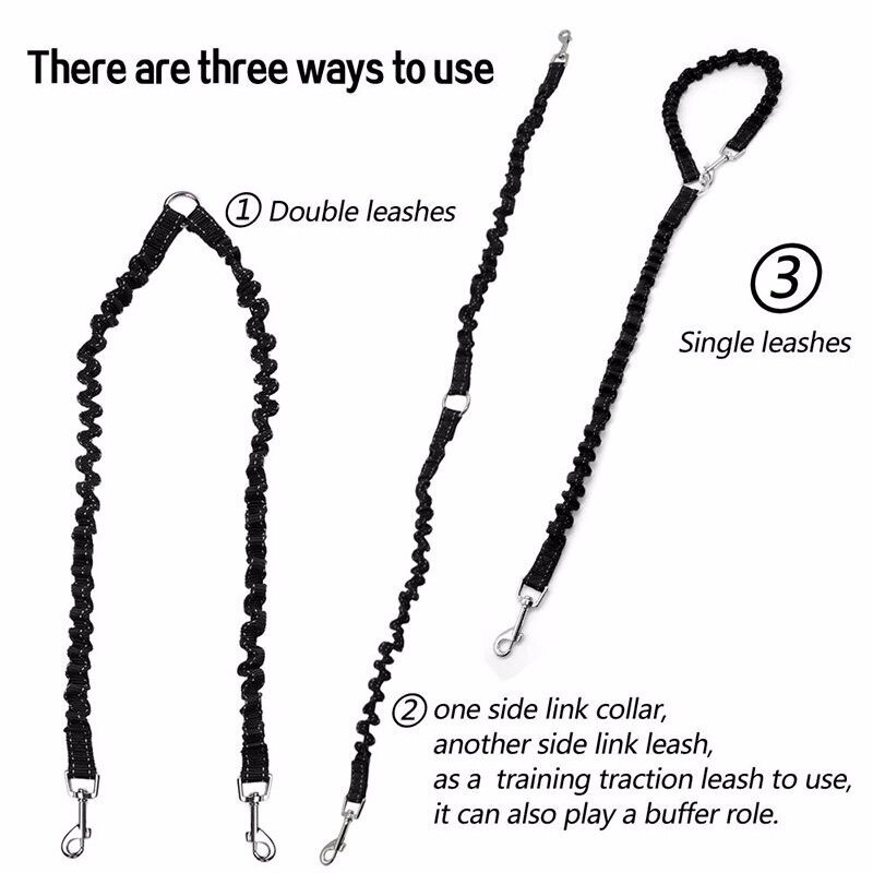 Acoplador de correa doble para perro, cuerda elástica de plomo para caminar, accesorios para dos perros, cadena divisora, suministros para mascotas