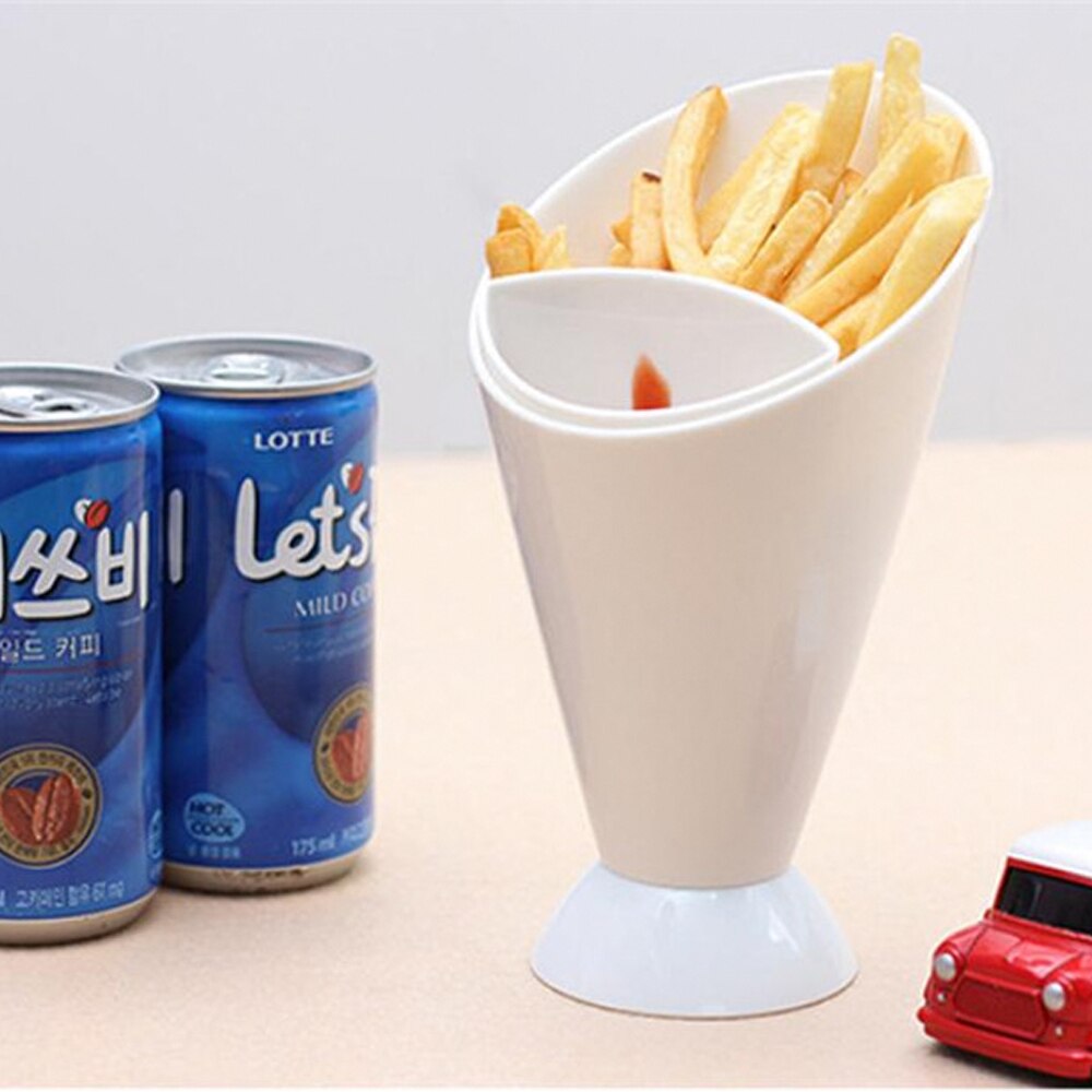 Self Stand 2 In 1 French Fry Cone With Dipping Cup Potato Tool Tableware French Fries Chip Potato Chip Cone Holder Gadgets
