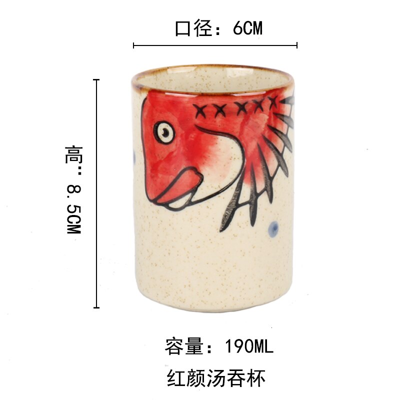 Taza de agua pintada a mano japonesa, copa de sopa de cuerpo recto, golondrina, taza de té de cebada para restaurante, vaso práctico, taza de té de cerámica: 2