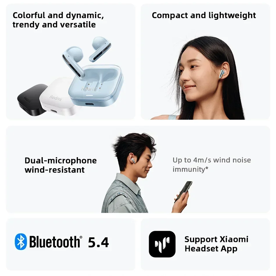 Versión Global Xiaomi Redmi Buds 6 auriculares activos TWS auriculares BT 5,4 30h batería de larga duración auriculares inalámbricos resistentes al ruido