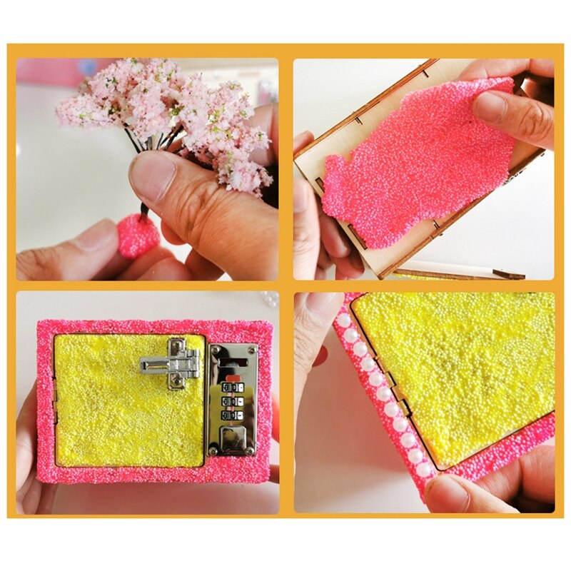 DIY Spaß Holz Schmuck Kasten Handwerk Bausatz freundlicher Spielzeug für Mädchen Holz Schatz Kasten Kunst und Handwerk Dekoration Ornamente
