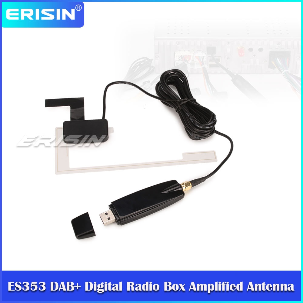 Erisin  es353 usb dab + box digital radioforstærket antenne til android 5.1/6.0/7.1/8.0/9.0/10.0 stereoanlæg bil dvd-afspiller