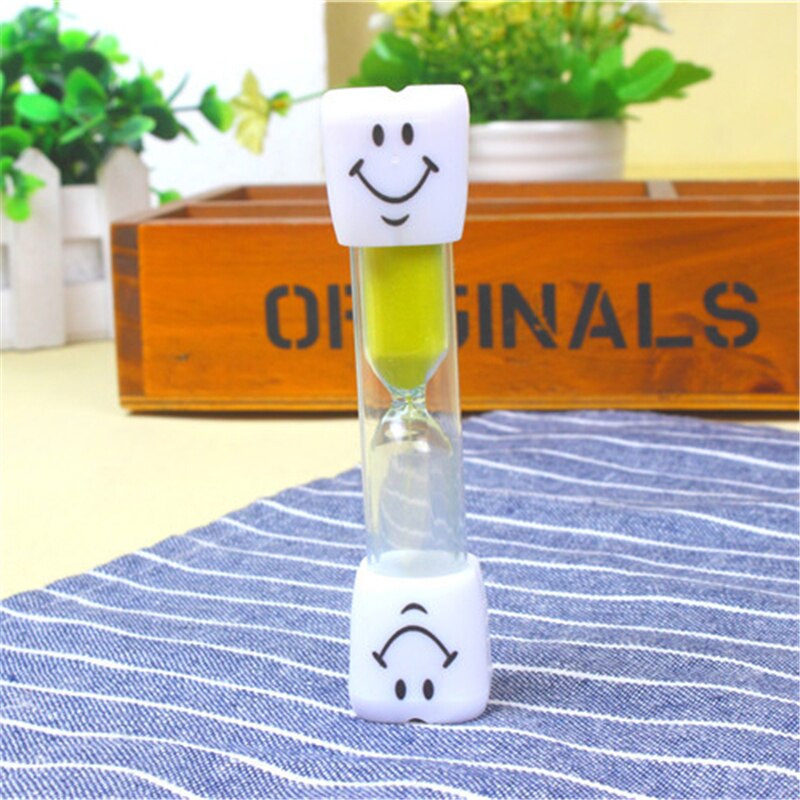 Children Kids Sandglass Toys Tooth Brushing Timer 3 Minutes Smiling Face Sandglass Hourglass Timer Toy Chronograph reminder toys: yellow