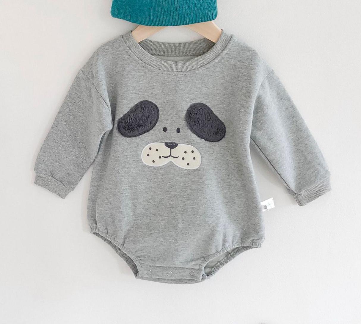 -né infantile body mignon dessin animé imprimer coton à manches longues garçons filles combinaison automne bébé vêtements: 92022gray / 24M